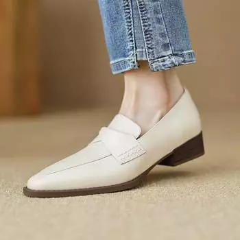 Туфли Krazing Pot Sheepskin с круглым носком и толстым каблуком. Осенне-летние туфли. Женские туфли-лодочки в стиле ретро. 34 коричневый