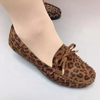 Туфли Lazy Shoes Тканевые туфли женские замшевые туфли с леопардовым принтом в горошек, одношаговые туфли с мягкой нескользящей подошвой 41 кофейный