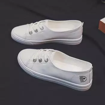 Туфли Lazy White для женщин весна и осень новые плоские туфли-лодочки без застежек повседневные универсальные туфли с низким вырезом для студентов модные 35