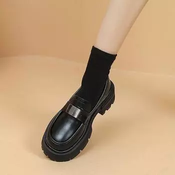 Туфли Lefou на толстой подошве, женские весенние туфли, женские туфли в британском стиле, маленькие кожаные туфли, женские летние французские туфли-одиночки на высоком каблуке 35