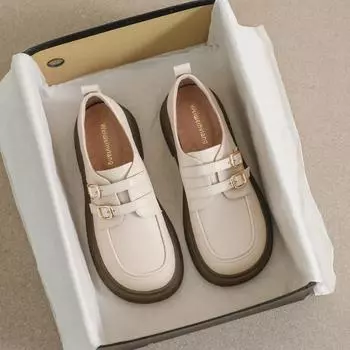 Туфли Lefou с толстой подошвой, женские, в стиле ретро, Merade, мягкие туфли из кожи, британский стиль 35 абрикосовый