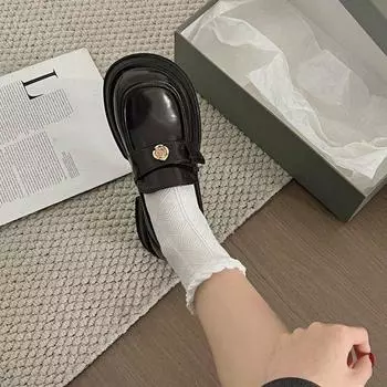 Туфли Lefou женские Камелия Туфли Lefou женские Летние английские ретро туфли на толстом каблуке Маленькие кожаные туфли 35 коричневый