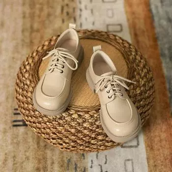 Туфли Lefu из натуральной кожи, осень и зима 2024 г., новые туфли на плоской подошве, женские туфли на мягкой подошве со шнуровкой, маленькие кожаные туфли для женщин 34 чёрный