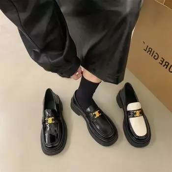 Туфли Lefu на толстой подошве, женские осенние туфли в ретро-британском стиле, маленькие кожаные туфли, толстый каблук, мягкая подошва, одинарные туфли 38