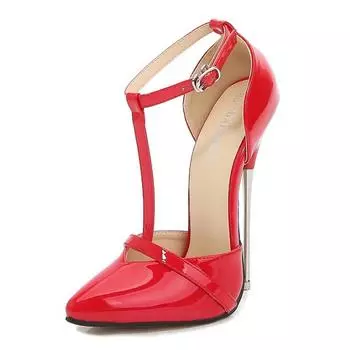 Туфли-лодочки большого размера, женские сандалии с острым носком на тонком высоком каблуке 16 см, женские сандалии с Т-образным вырезом, 2023, розовые модельные туфли на закрытом каблуке WZ 35 персиковый