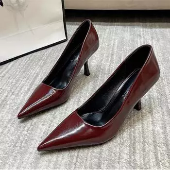 Туфли-лодочки для женщин 2024 года, сексуальные красные туфли с острым носком на высоком каблуке, элегантные и простые женские туфли на каблуках, повседневные модные туфли на шпильке 34 чёрный