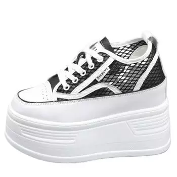 Туфли-лодочки Fujin 10 м 12 см 14 см из искусственной кожи с сетчатым эффектом, летние туфли на толстом каблуке, босоножки Мэри Джейн на шнуровке, туфли-лодочки на платформе, дышащие туфли