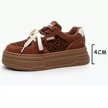 Туфли-лодочки Fujin из искусственной замши и кожи высотой 4 см на толстом каблуке, ботильоны, туфли Мэри Джейн на толстом каблуке разных цветов, туфли на платформе и танкетке с леопардовым принтом 35