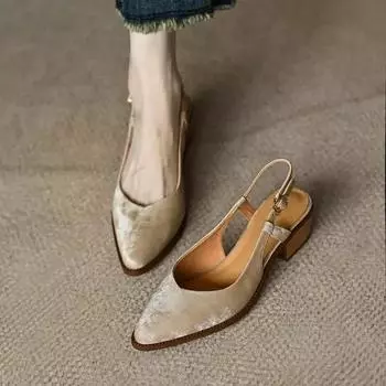 Туфли-лодочки из кожи на высоком каблуке для женщин Босоножки на каблуке весна-лето Модная обувь Комфорт для женщин 35 бежевый