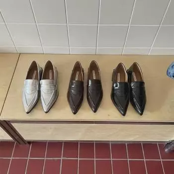 Туфли-лодочки из мягкой кожи с острым носком в стиле ретро 2024 года — мода весна/осень 39 серебряный