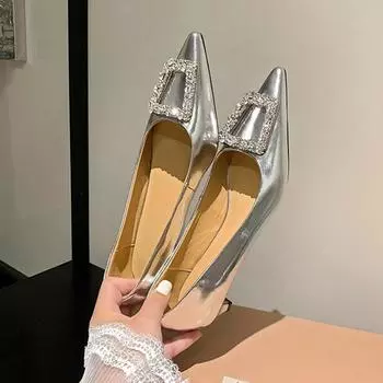 Туфли-лодочки из натуральной коровьей кожи со стразами на среднем каблуке из мягкой кожи с кристаллами на высоком каблуке, женская весенняя рабочая обувь 34