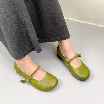 Туфли-лодочки Johnature с круглым носком из натуральной кожи, на каблуке-рюмочке в стиле ретро, универсальная женская обувь на мягкой подошве 35 верблюд