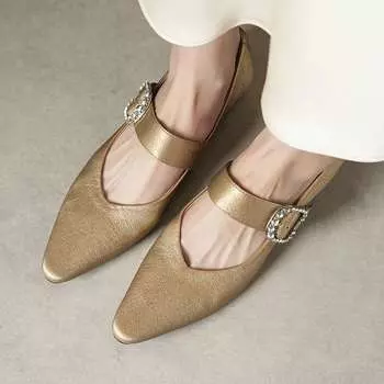 Туфли-лодочки Krazing Pot из овечьей кожи на лето, весну и осень, женские туфли Мэри Джейн с квадратным носком, туфли-лодочки с неглубокими кристаллами 35 чёрный