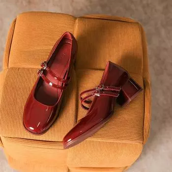 Туфли-лодочки Мэри Джейн для женщин с круглым носком и низким каблуком-лодочкой. Женские повседневные удобные туфли с двумя ремешками на толстом каблуке. Туфли Мэри Джейн для свадебной вечеринки. 34 чёрный