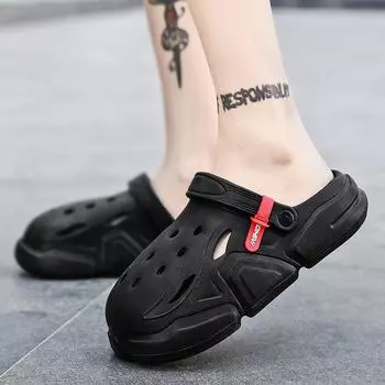 Туфли-лодочки, модель 2025 года, летняя новая верхняя одежда, сандалии-мешки на толстой подошве, повседневные пляжные сандалии двойного назначения на мягкой подошве 36