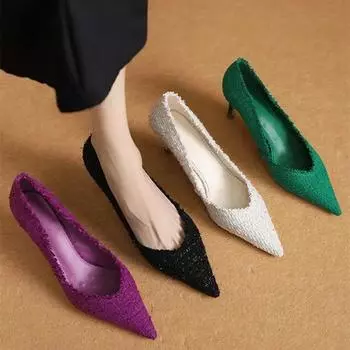 Туфли-лодочки на шпильках с острым носком, женские туфли на высоком каблуке, осенние дизайнерские цветные туфли без застежек для вечеринок, модные, удобные, сексуальные, женские туфли-лодочки 34