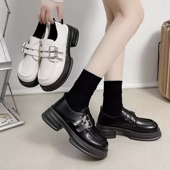 Туфли-лодочки на среднем каблуке с квадратным каблуком для женщин, модные зимние однотонные туфли без застежек, женские туфли с круглым носком, резиновые туфли из искусственной кожи, Zapatos 35 бежевый