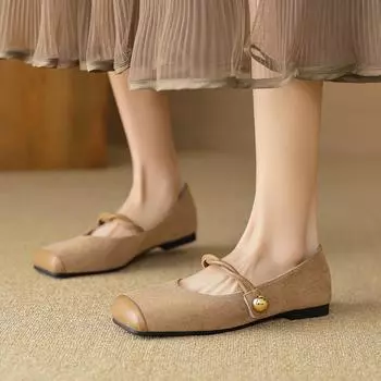 Туфли-лодочки с квадратным носком Весенние женские туфли Мэри Джейн в стиле ретро с одним ремешком 35 чёрный