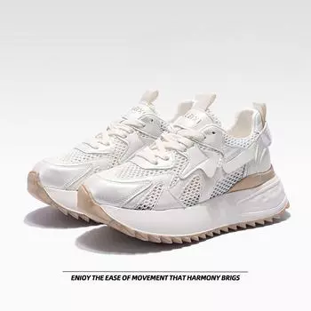 Туфли-лодочки с толстой подошвой из сетки, женские туфли, белые туфли, повседневные туфли Pops 34 слоновая кость