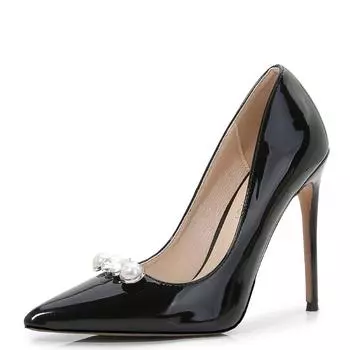 Туфли-лодочки с жемчужной пряжкой, женские, на тонком каблуке, с острым носком, с мелким вырезом, модные, для подиума, на высоком каблуке, туфли для подружки невесты, банкетные свадебные туфли 35