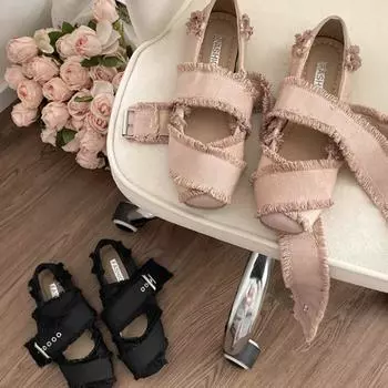 Туфли-лодочки в стиле ретро-балетки с плоским дном и неглубоким носком, женские, летняя универсальная юбка 2025 года, мягкая подошва, туфли Мэри Джейн 35 чёрный