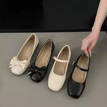 Туфли-лодочки в стиле ретро с круглым носком и неглубоким носком на толстом каблуке женские летние белые туфли Мэри Джейн 35