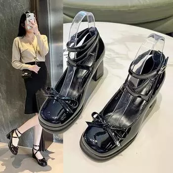 Туфли-лодочки в стиле ретро с перекрестными шнурками, повседневные летние туфли с круглым носком, женские милые модные туфли с бантом 35