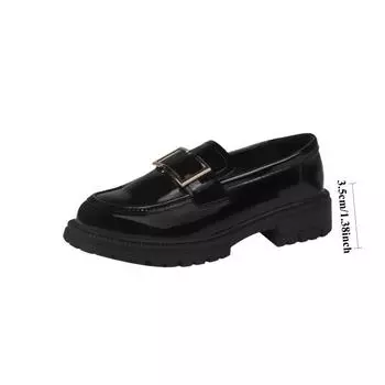 Туфли-лодочки во французском стиле. Удобные кожаные туфли на толстой подошве. Универсальные классические женские туфли. Мягкие подошвы не утомляют ноги. Лоферы. 35 чёрный