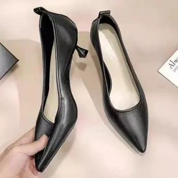 Туфли-лодочки женские с острым носком и средним каблуком Женская обувь Stilito Роскошная обувь корейского стиля Брендовая мода Стильная и молодая 34