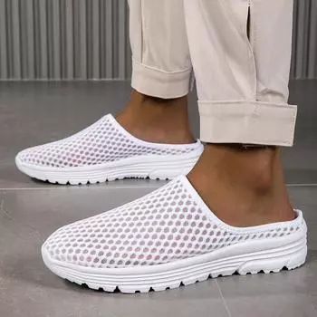 Туфли-лоферы Baotou на одной ноге, полутапочки, женская верхняя одежда, летние сетчатые женские сандалии для ходьбы, удобные кроссовки большого размера 36 белый