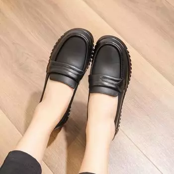 Туфли-лоферы из натуральной кожи на плоской подошве для женщин среднего и пожилого возраста на весну и осень. Удобная рабочая обувь на мягкой подошве для мам. 35