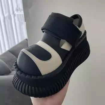 Туфли-лоферы на толстой подошве 2024 года, весна, женские туфли в японском стиле, черные туфли-лодочки, женская мода, для девочек, на толстой подошве, каблук 35 чёрный