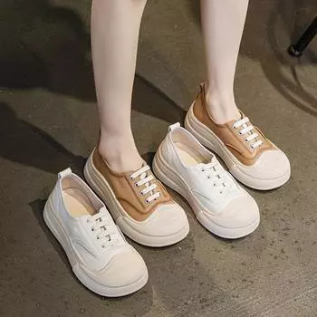 Туфли-лоферы с толстой подошвой, увеличивающие рост, белые туфли 35 коричневый