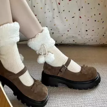 Туфли Лолиты Женские Японские Туфли Мэри Джейн Женские Винтажные Девушки Студенты JK Униформа Туфли На Высоком Каблуке Платформа Лоферы Косплей 35 коричневый