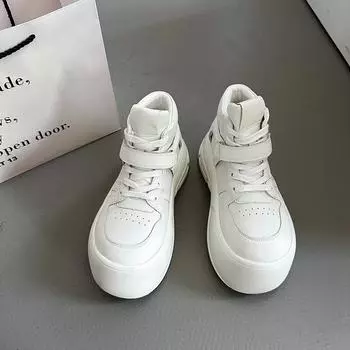 Туфли-маффины на толстой подошве, увеличенные на 6 см, женская обувь, индивидуальность, универсальные туфли с высоким берцем, темперамент, знаменитость в Интернете, повседневные белые туфли 35 белый