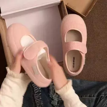 Туфли Mao Mao с плоским дном и головой-мешком 2024 года, новая осенне-зимняя мягкая подошва с хлопком и одной педалью, повседневная одинарная женская верхняя одежда 35 хаки