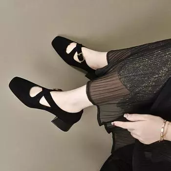 Туфли Мэри Джейн Балетки Одиночные туфли Высокие каблуки 35 чёрный