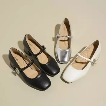 Туфли Мэри Джейн большого размера 41 A 43 с высоким задником, летние серебристые туфли на среднем каблуке для полных женщин, модные и удобные 34 серебряный