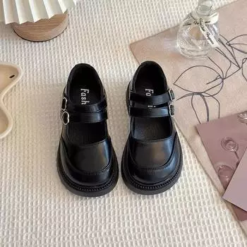 Туфли Мэри Джейн для девочек, черные, праздничные, свадебные, для школы, кожаные туфли с двойной пряжкой в виде сердца, классические, мягкие, модные, принцесса 26 чёрный