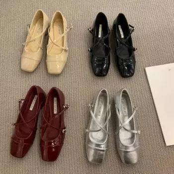 Туфли Мэри Джейн для женщин, 2024 г., женские туфли на одинарном каблуке в стиле ретро, мягкие и удобные красные балетки Zapatos De Mujer 35 чёрный