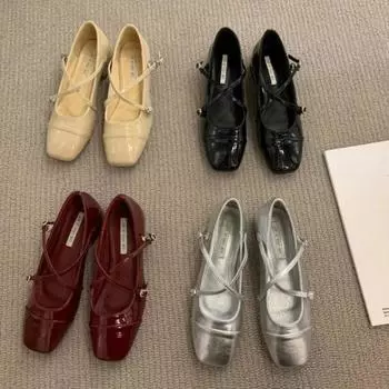 Туфли Мэри Джейн для женщин, 2024 г., женские туфли на одинарном каблуке в стиле ретро, мягкие и удобные красные балетки Zapatos De Mujer 35 чёрный