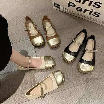 Туфли Мэри Джейн для женщин. Балетки из искусственной кожи. Туфли на плоской подошве с квадратным носком. Женские удобные модельные туфли на плоской подошве с ремешком на щиколотке. Повседневная рабочая обувь для ходьбы. 35 чёрный