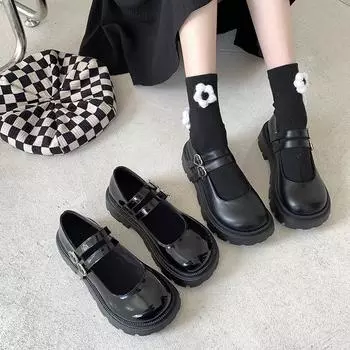 Туфли Мэри Джейн для женщин, двубортные туфли на платформе с пуговицами в форме сердца, винтажные студенческие кожаные туфли JK, обувь Zapatos Para Mujer 35