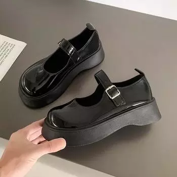 Туфли Мэри Джейн для женщин Ретро женские туфли на плоском каблуке Мягкие и удобные балетки Zapatos De Mujer Q14 35