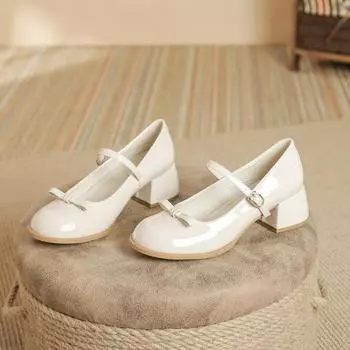 Туфли Мэри Джейн для женщин Туфли-лодочки с круглым носком на низком каблуке с ремешками на щиколотке Женские повседневные удобные туфли на толстом каблуке Туфли Мэри Джейн для свадебной вечеринки 34 абрикосовый