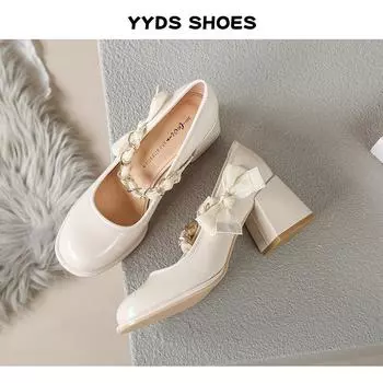 Туфли Мэри Джейн для женщин Туфли на толстом каблуке с ремешком на щиколотке, нарядные туфли, женские повседневные туфли на блочном каблуке с круглым носком, туфли-лодочки Мэри Джейн для свадьбы, офиса, работы, вечеринки 34 чёрный