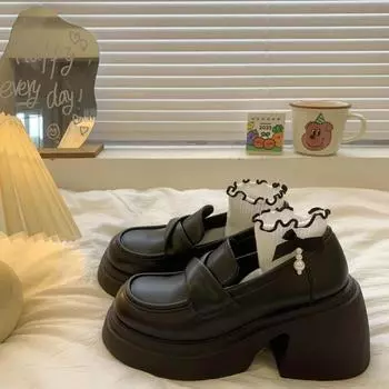 Туфли Мэри Джейн из французской кожи в стиле Хепберн, женские весенние туфли для увеличения роста, ретро-туфли в британском стиле 36