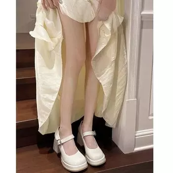 Туфли Мэри Джейн из натуральной кожи женские на высоком каблуке новые японские кожаные туфли водонепроницаемые туфли на толстом каблуке женские 35