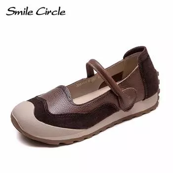 Туфли Мэри Джейн из натуральной кожи женские туфли с круглым носком и пряжкой на плоской подошве модная удобная повседневная обувь 35