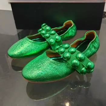 Туфли Мэри Джейн из натуральной кожи с металлическими заклепками и двойным ремешком, однотонные, женские, удобные, повседневные, на плоской подошве 35